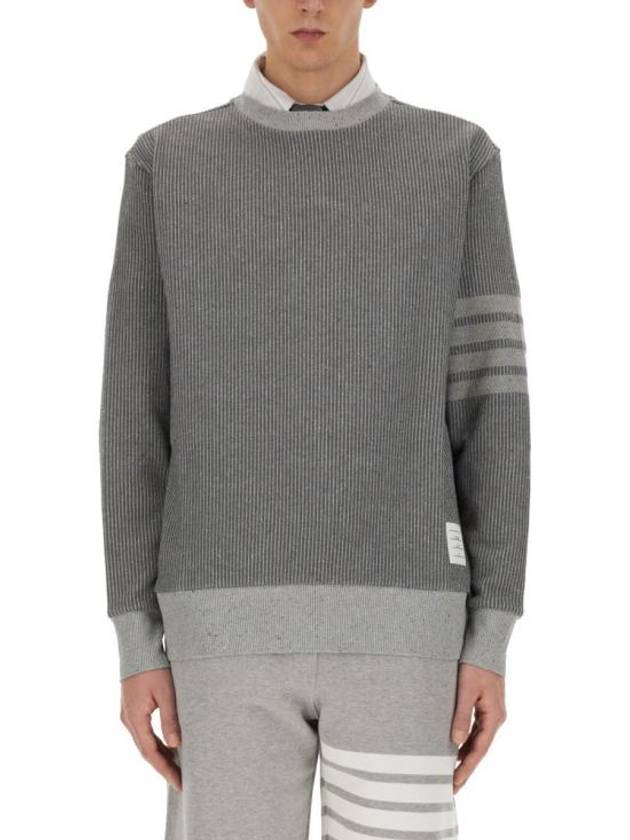 4 Bar Crew Neck Sweatshirt Grey - THOM BROWNE - BALAAN 2