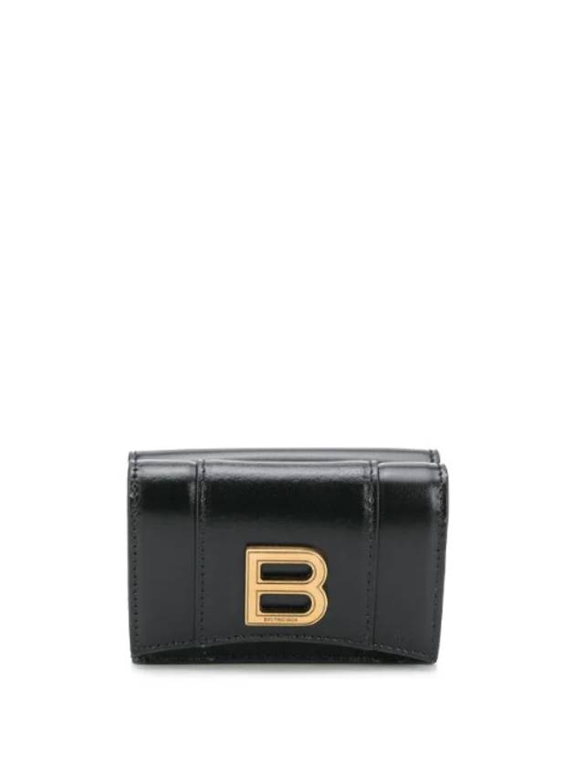 Hourglass Gold B Logo Half Wallet Black - BALENCIAGA - BALAAN 1