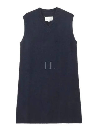 Women's V-neck Knit Midi Dress Blue - MAISON MARGIELA - BALAAN 2