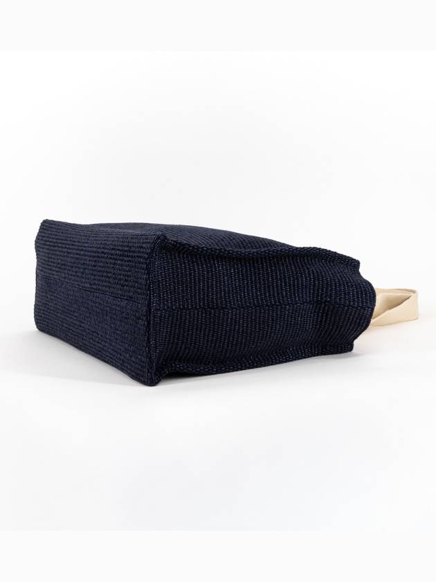 Embroidered Logo Raffia Tote Bag Navy - MARNI - BALAAN 6