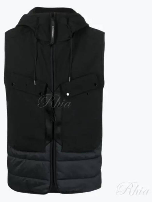 Shell R Mix Goggle Hooded Padded Vest Black - CP COMPANY - BALAAN 2