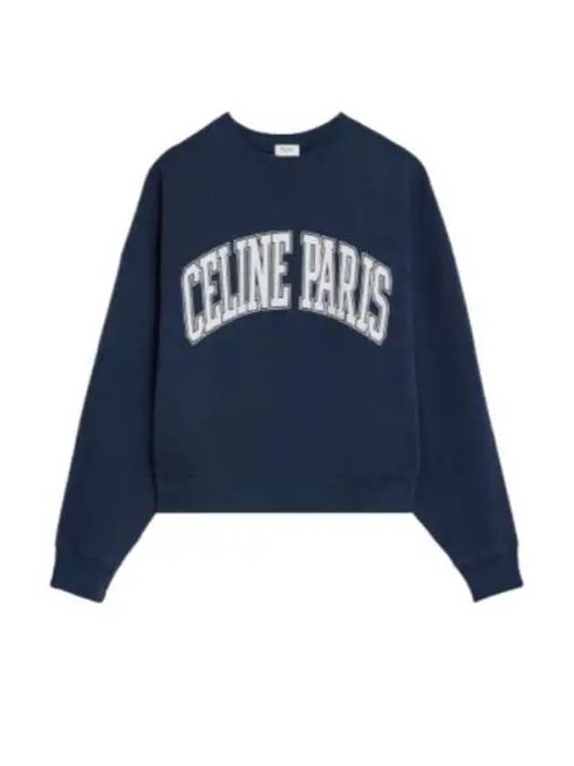 Logo Print Oversized Cotton Sweatshirt Navy - CELINE - BALAAN 2