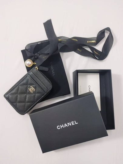 CC Logo Zip Around Caviar Leather Card Wallet Black - CHANEL - BALAAN 2