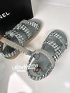 CC logo tweed strap velcro sandals light gray 36 G39986 - CHANEL - BALAAN 7