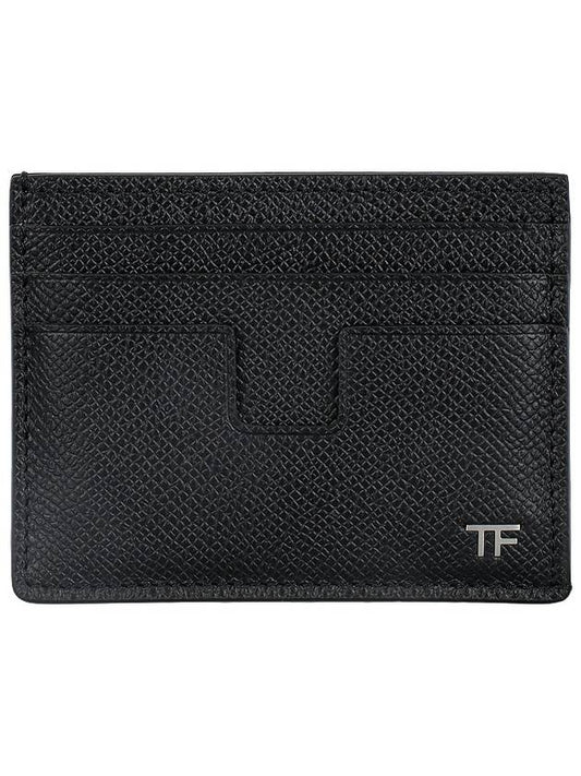 T Line Classic Logo Leather Card Wallet Black - TOM FORD - BALAAN 2