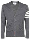 Men's Sustainable Classic Diagonal Wool Cardigan Medium Grey - THOM BROWNE - BALAAN 2