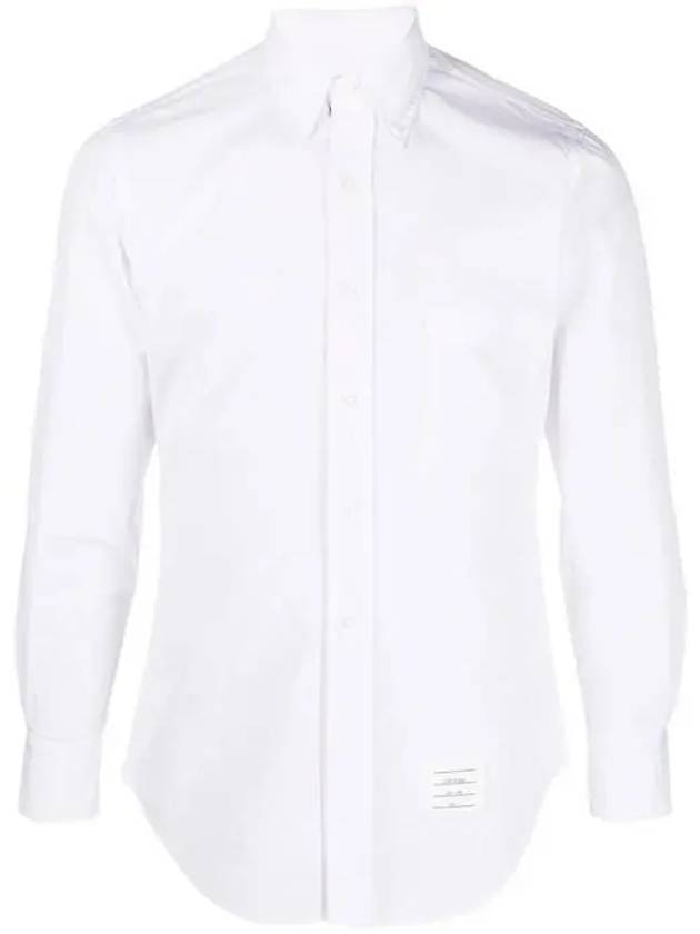 Men's Grosgrain Placket Solid Poplin Long Sleeve Shirt White - THOM BROWNE - BALAAN 2