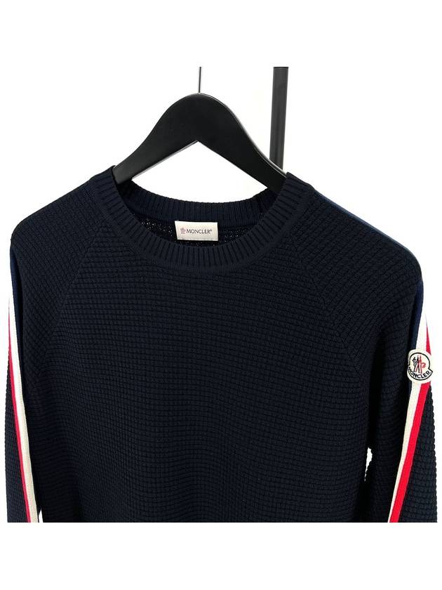 Three stripe side long sleeved knit sweater navy size M - MONCLER - BALAAN 3