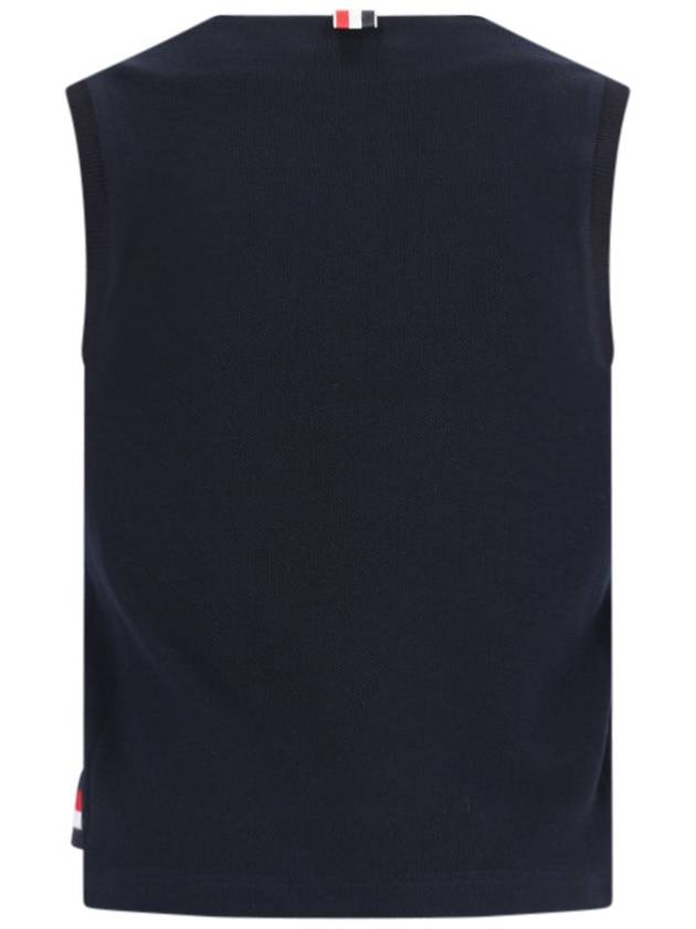 Women's Pick Rib Gusset Boat Neck Sleeveless Navy - THOM BROWNE - BALAAN 3