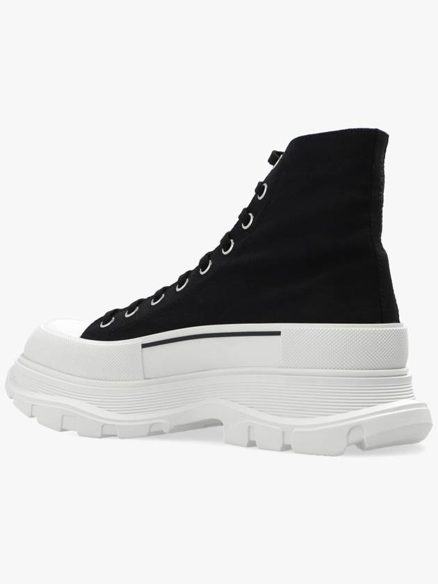 Men's Tread Lace-Up High Top Sneakers Black White - ALEXANDER MCQUEEN - BALAAN 6