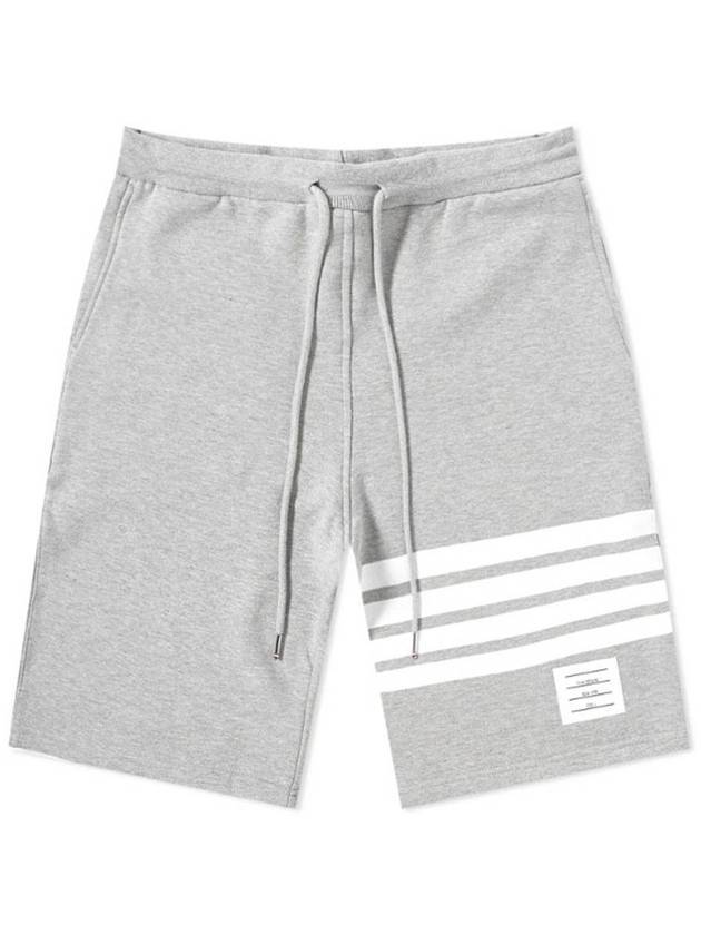 Cotton Loopback Knit Engineered 4-Bar Sweatshorts Light Grey - THOM BROWNE - BALAAN 1