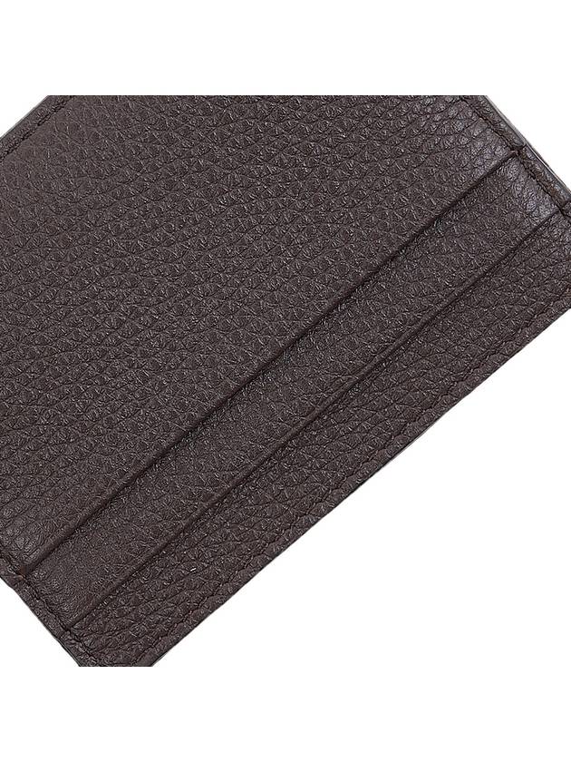 Signature V Logo Leather Card Wallet Brown - VALENTINO - BALAAN 8