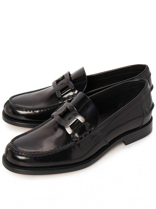 Men's Leather Metal Chain Loafers Black - TOD'S - BALAAN 2