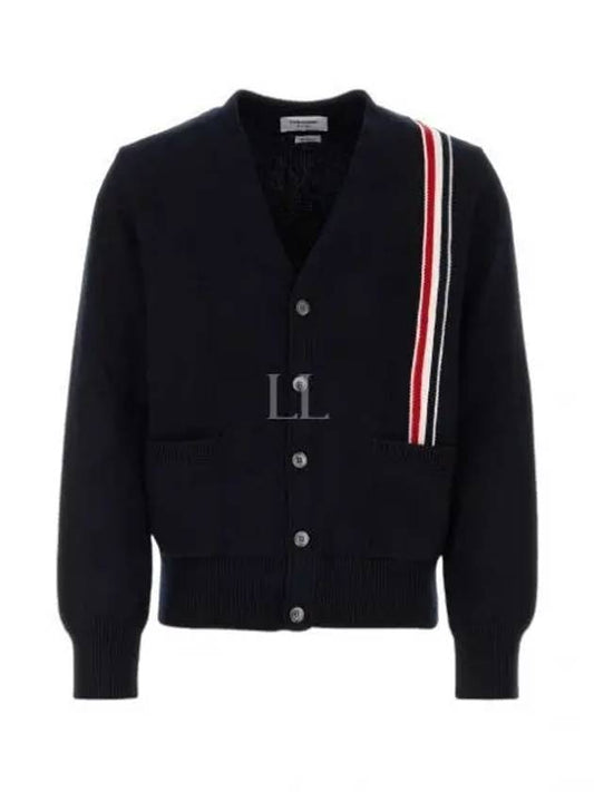 RWB Striped Intarsia Cotton Cardigan Navy - THOM BROWNE - BALAAN 2