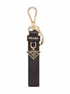 Saffiano Small Logo Charm Key Holder Black - PRADA - BALAAN 2