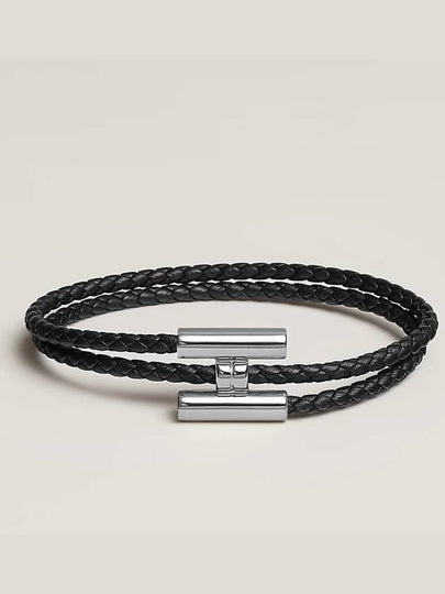 Tunis Tresse Palladium Bracelet Noir - HERMES - BALAAN 2