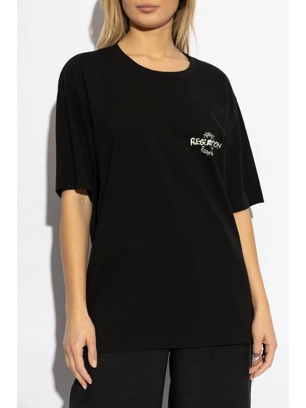 Yohji Yamamoto T-shirt With Print, Women's, Black - YOHJI YAMAMOTO - BALAAN 3