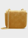 Mini Chain Claude Velvet Triomphe All-Over Cross Bag Gold - CELINE - BALAAN 6