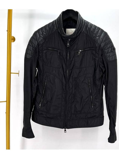 Black Waffen Biker Windbreaker Jacket Size 2 - MONCLER - BALAAN 2