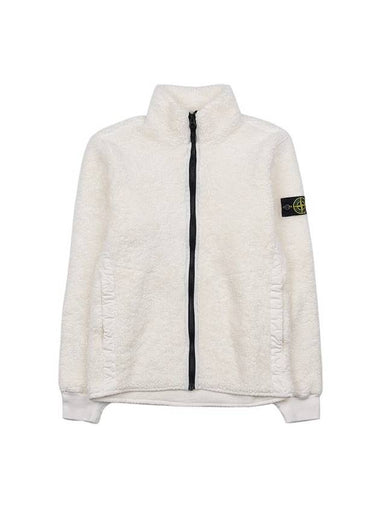 Kids Garment Dyed Cotton Polyester Terry Zip Up Jacket White - STONE ISLAND - BALAAN 1