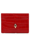 Skull Crocodile Leather Card Wallet Red - ALEXANDER MCQUEEN - BALAAN.