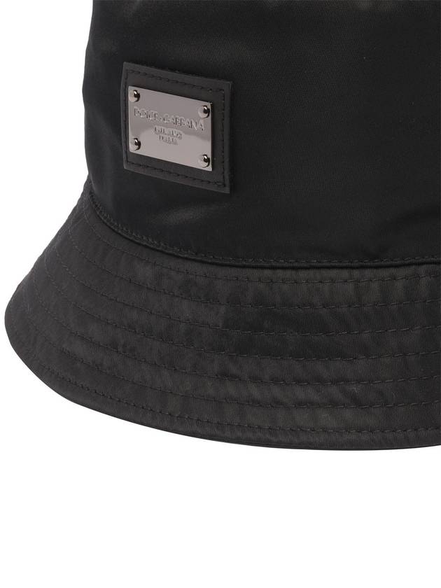 Branded Plate Nylon Bucket Hat Black - DOLCE&GABBANA - BALAAN 3