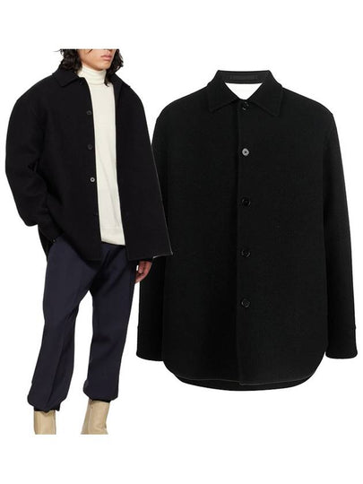 Button Overshirt Wool Jacket Black - JIL SANDER - BALAAN 2