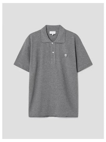 Men s Foxhead Patch Comfort Polo T shirt Medium Gray Melange Domestic Product GM0024030549235 - MAISON KITSUNE - BALAAN 1