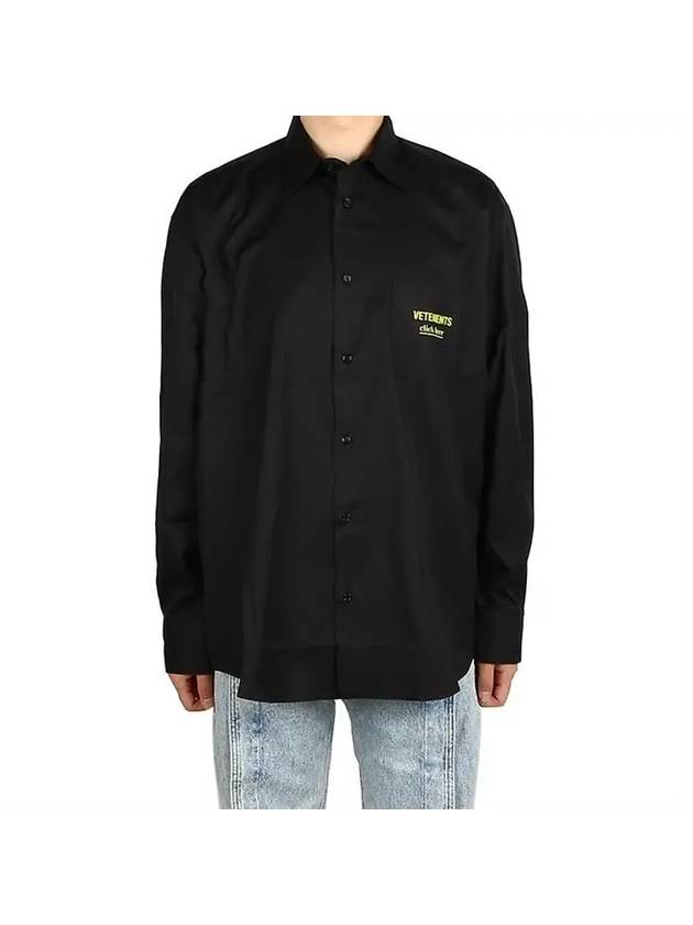 Click Here Logo Cotton Long Sleeve Shirt Black - VETEMENTS - BALAAN 1