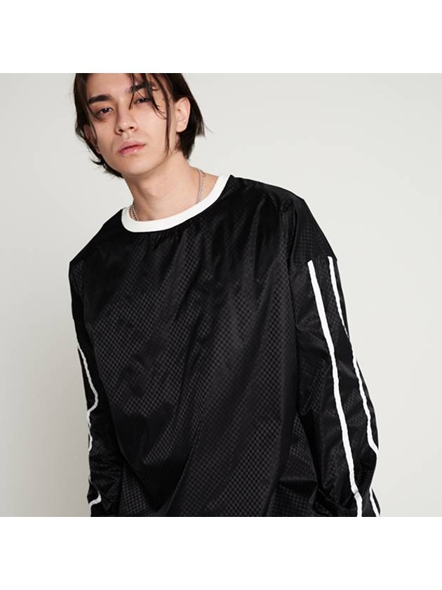 Satin Checkered String Over Coloring Sweatshirt black - TENER - BALAAN 1