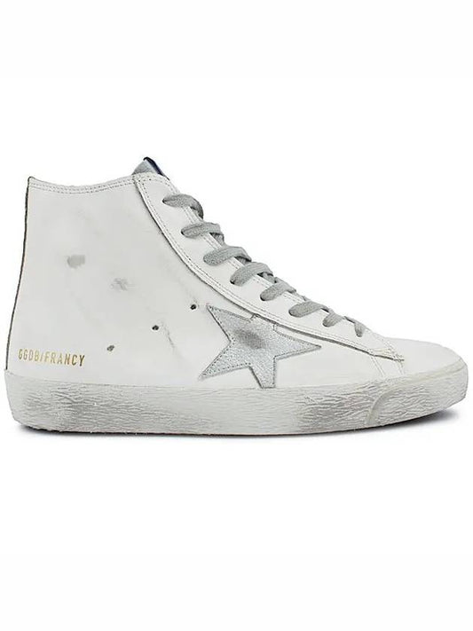 Men's Francie Silver Leather Star High Top Sneakers White - GOLDEN GOOSE - BALAAN 2