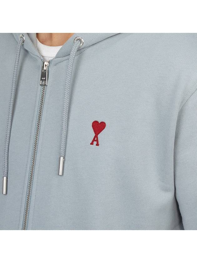 Red Small Heart Logo Cotton Hooded Zip-up Clay Blue - AMI - BALAAN 9