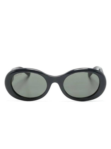 Oval Frame Acetate Sunglasses Black - GUCCI - BALAAN 1