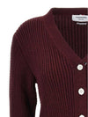 4 Bar Cable Wool Crop Cardigan Red - THOM BROWNE - BALAAN 4