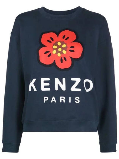 Flower logo printing brushed sweatshirt navy 2SW011 4ME 77 - KENZO - BALAAN 2