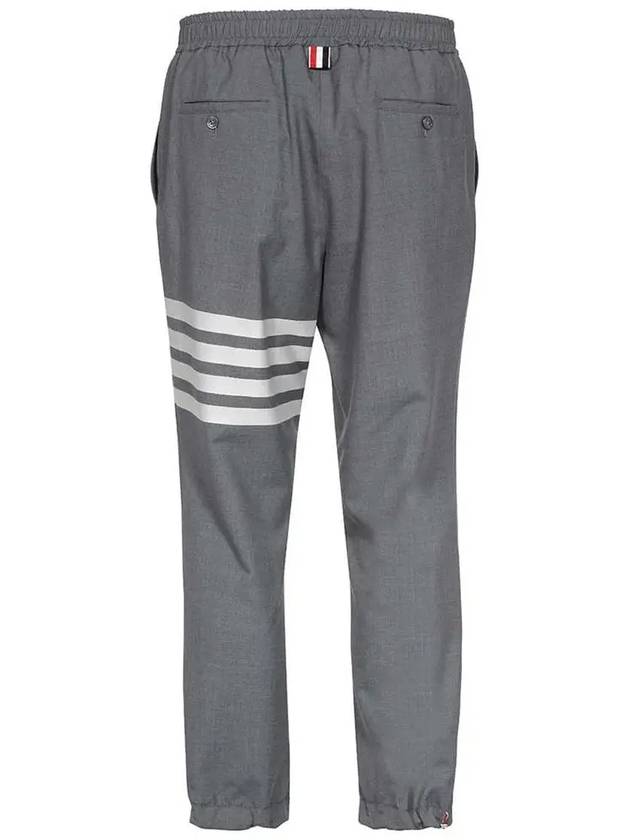 Plain Weave 4-Bar Elastic Waist Track Pants Grey - THOM BROWNE - BALAAN 4