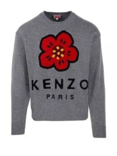 Men's Boke Flower Merino Wool Knit Top Grey - KENZO - BALAAN 2