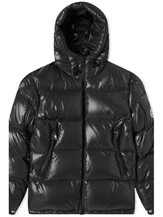 Moncler 1A00228 68950 999 ECRINS Logo Patch Hooded Short Down Jacket Glossy Black Men s Padding - MONCLER - BALAAN 2