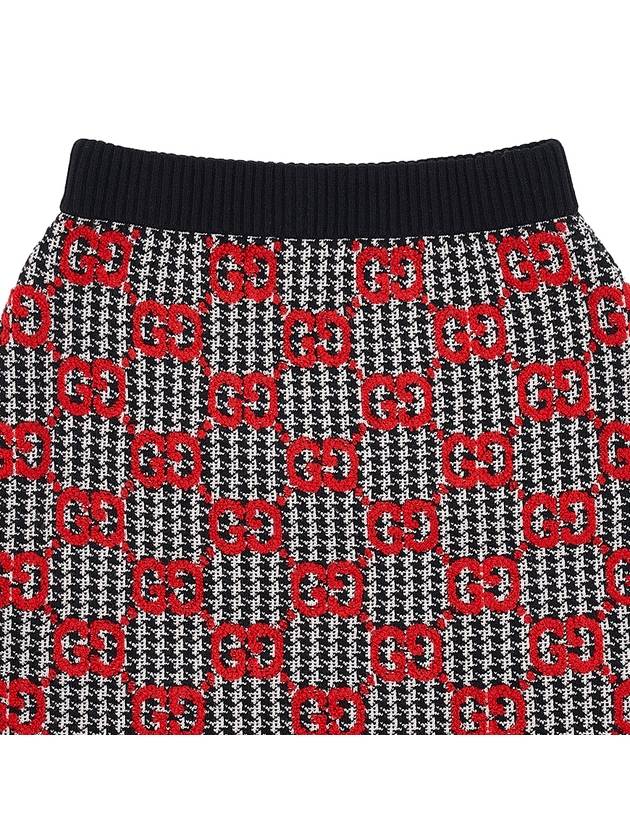 Women's GG Boucl? Pied de Full Wool H-Line Skirt Black Red - GUCCI - BALAAN.