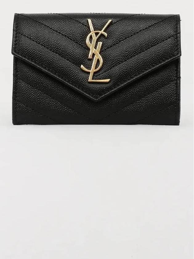 Monogram Envelope Small Half Wallet Black Gold - SAINT LAURENT - BALAAN 3