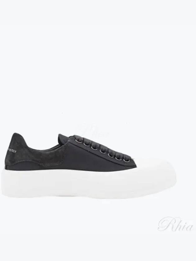 Deck Plimsoll Lace-Up Low-Top Sneakers Black - ALEXANDER MCQUEEN - BALAAN 2