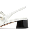 Two Tone Patent Leather Slingback Pumps White - MIU MIU - BALAAN 8