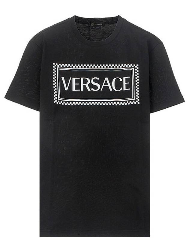 Box Logo Printed Short Sleeve T-Shirt Black - VERSACE - BALAAN 2