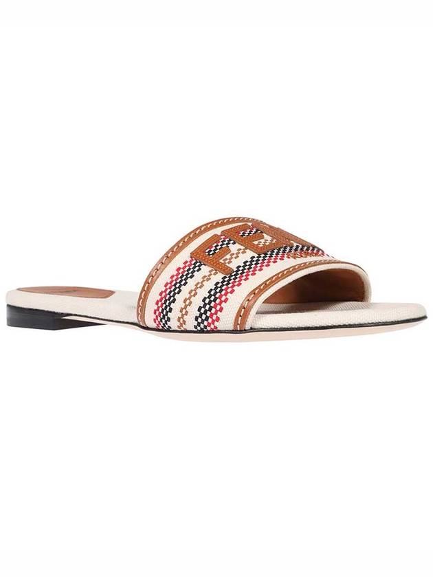 Signature Slides Slipper Beige - FENDI - BALAAN 6