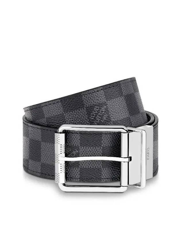 Men's Damier Print Reversible 40MM Leather Belt Black Grey - LOUIS VUITTON - BALAAN 1