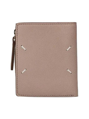 Four-Stitch Leather Half Wallet Pink - MAISON MARGIELA - BALAAN 1