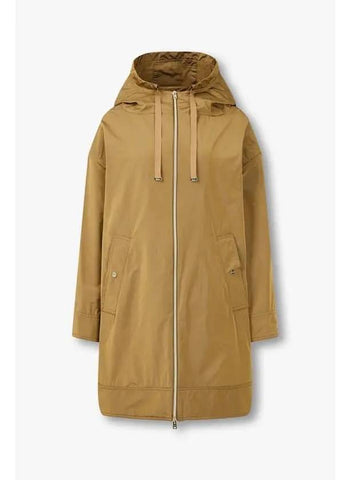 Women s Glossy String Hooded Zip Up Coat Camel - HERNO - BALAAN 1