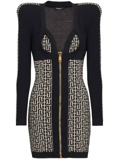 PB Monogram Mini Dress AF1R8475KB02 - BALMAIN - BALAAN 1