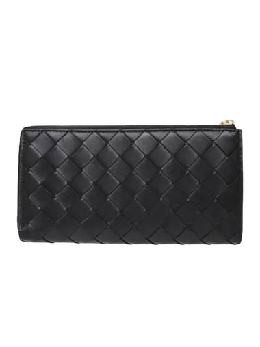 Intrecciato Zipper Long Wallet Black - BOTTEGA VENETA - BALAAN 1