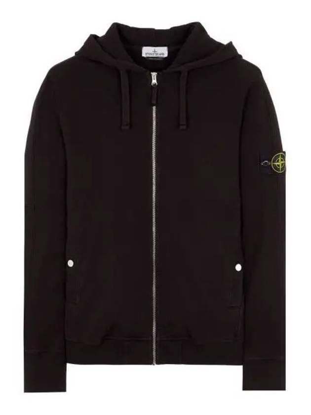 Logo Patch Cotton Zip Up Hoodie Balck - STONE ISLAND - BALAAN 2